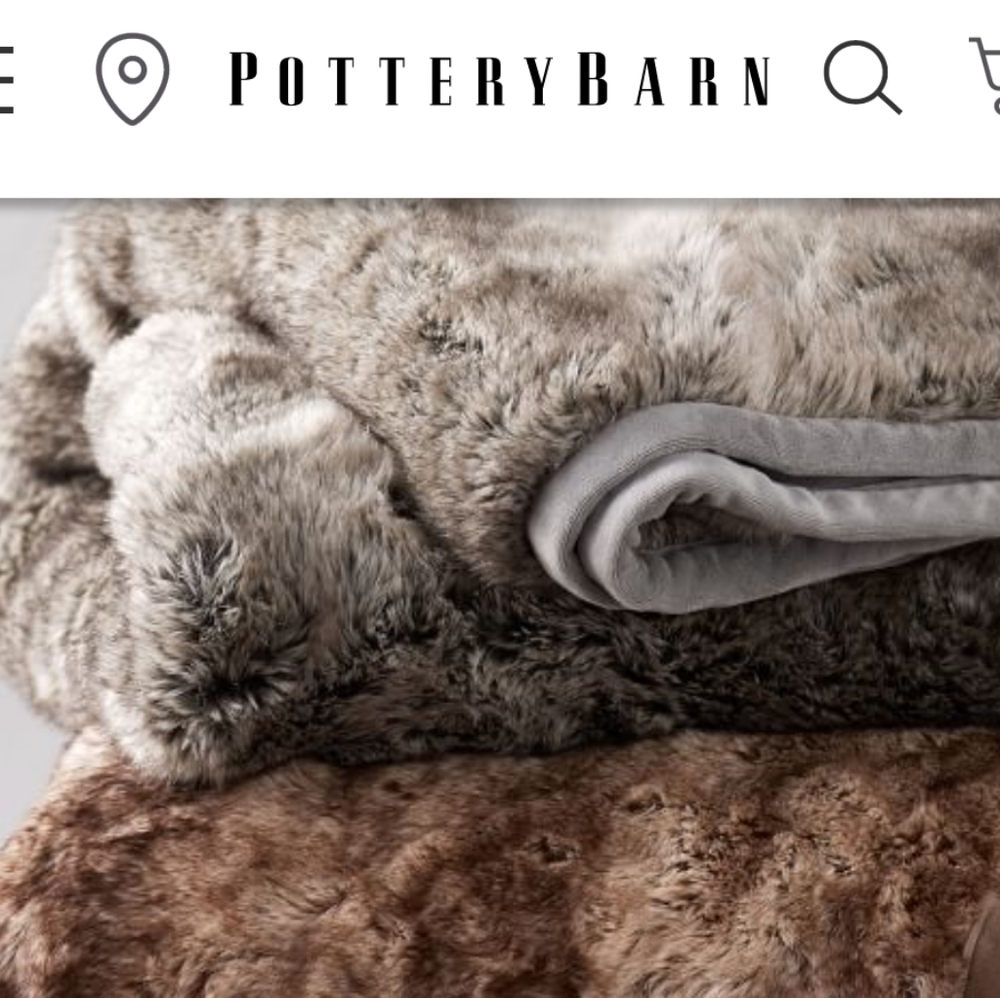 Gray Ombre Large Faux Fur Throw by Pottery Barn